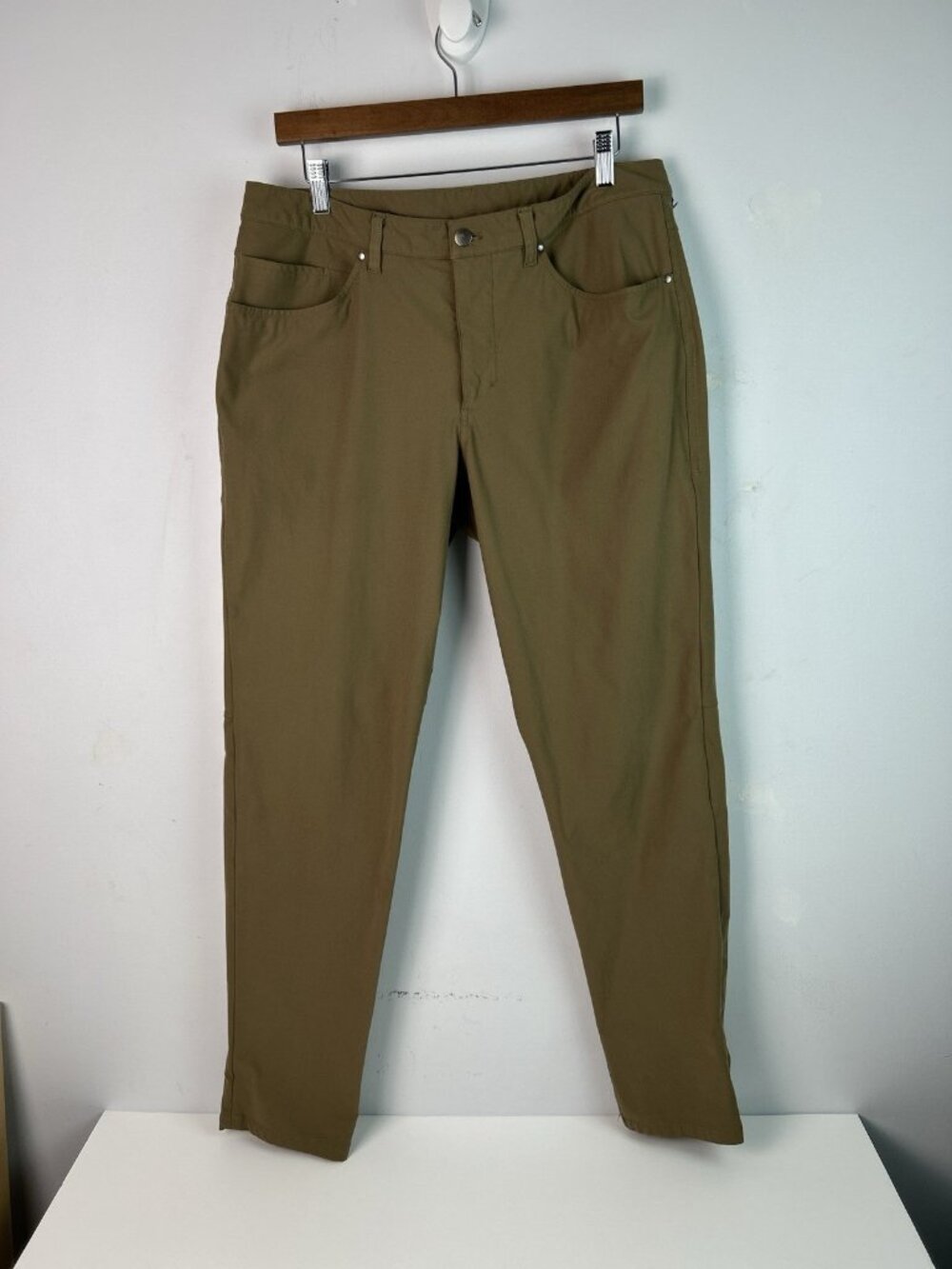 Lululemon ABC Pants Mens 34x32 Brown Warpstreme Slim Casual Chino Button LM5971S